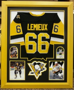 Sample of a Stadium Studio Quality Framed Pittsburgh Penguins Lemieux Jersey