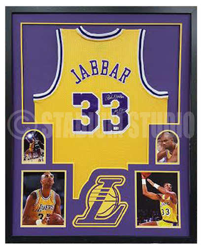 Kareem Abdul-Jabbar Autographed Framed Lakers Jersey - The Stadium