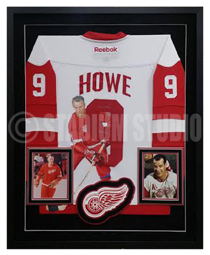 Signed Gordie Howe Jersey - Retro Style 35x43 Framed