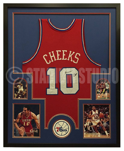 Maurice Cheeks Autographed Framed 76ers Jersey - The Stadium Studio