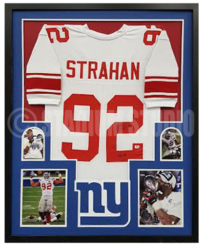 Michael Strahan Autographed/Signed Pro Style Blue XL Jersey BAS 