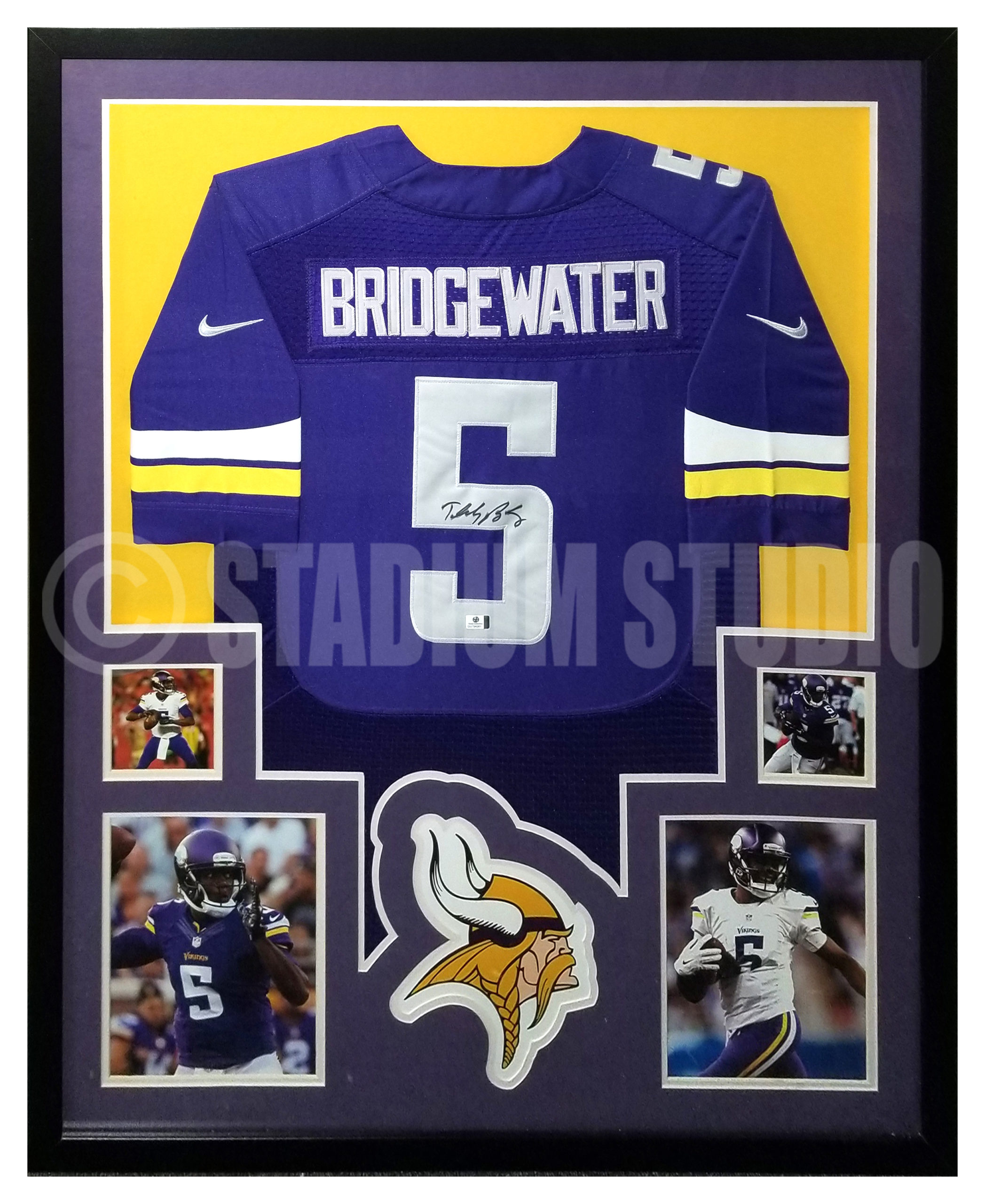 Teddy Bridgewater Autographed Framed Vikings Jersey - The Stadium