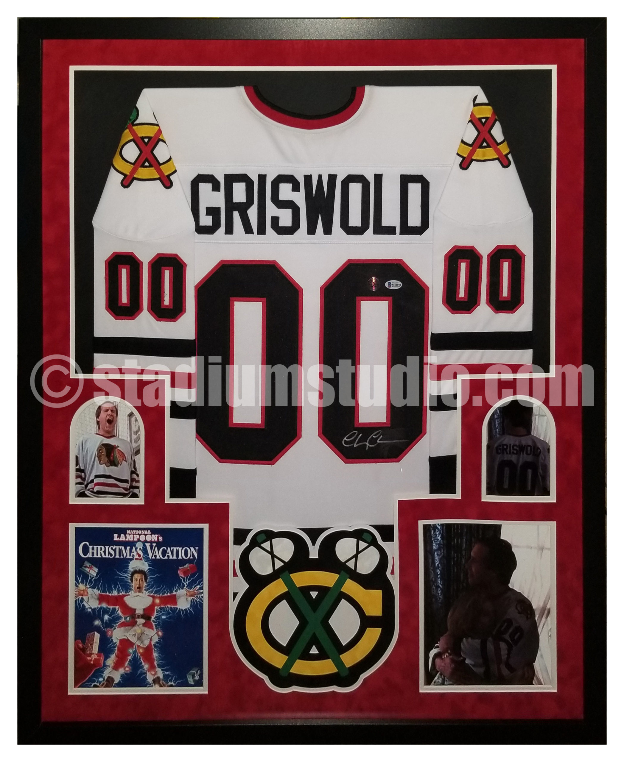 Chevy Chase Signed Clark Griswold Blackhawks Christmas Vacation
